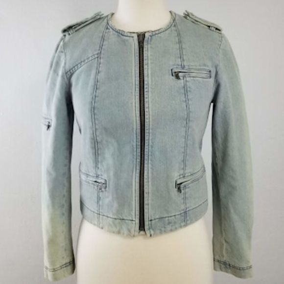 Alice + Olivia Denim Moto Jacket - Picture 4 of 7